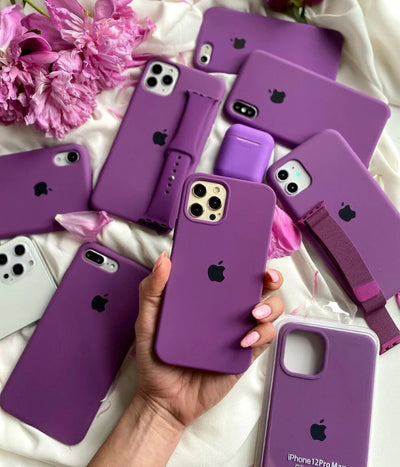 A purple liquid silicone case for the iPhone.