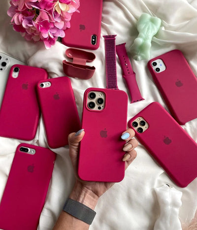 A red rose liquid silicone case for the iPhone.