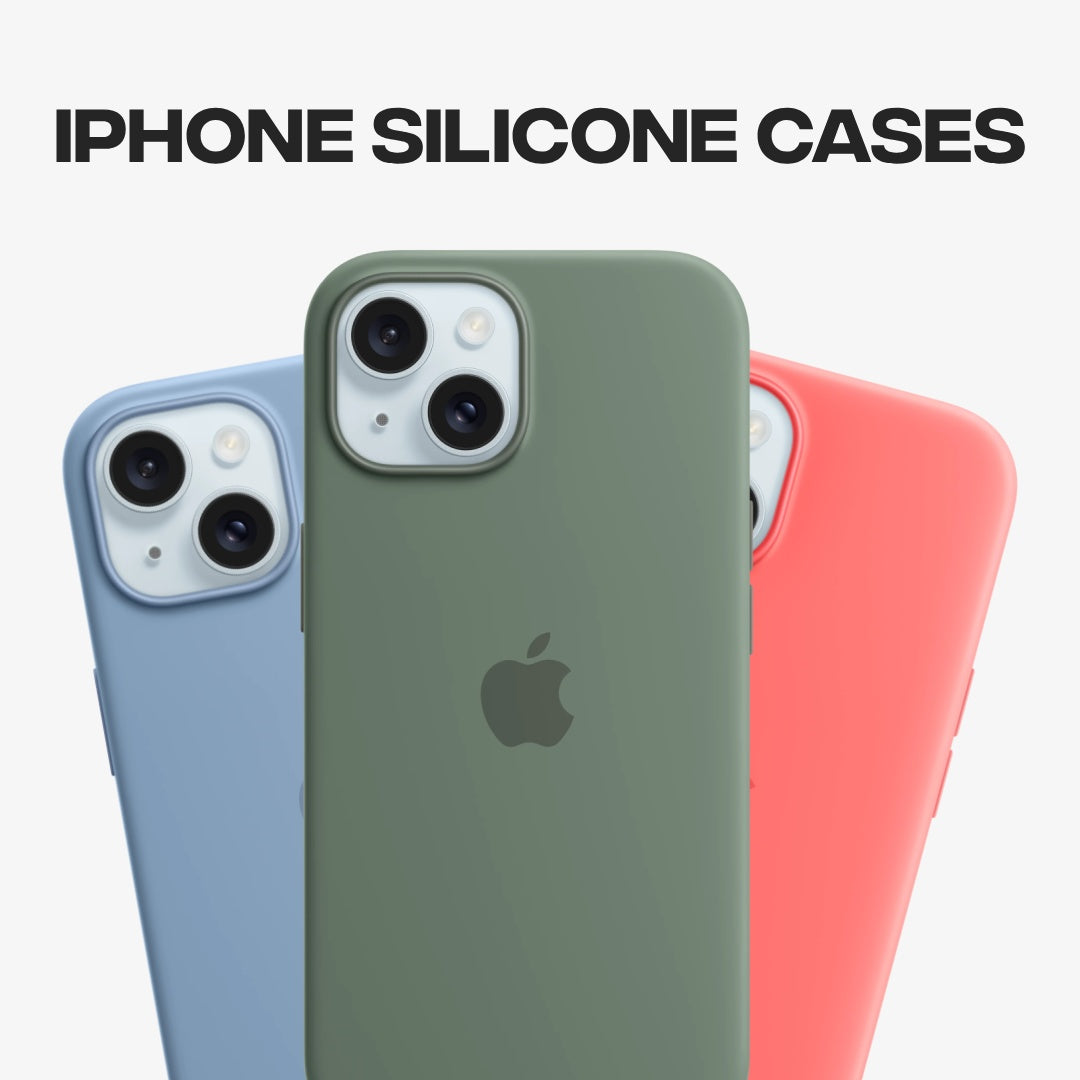 Promotional banner featuring premium iPhone Silicone Cases with the text "iPhone Silicone Cases".