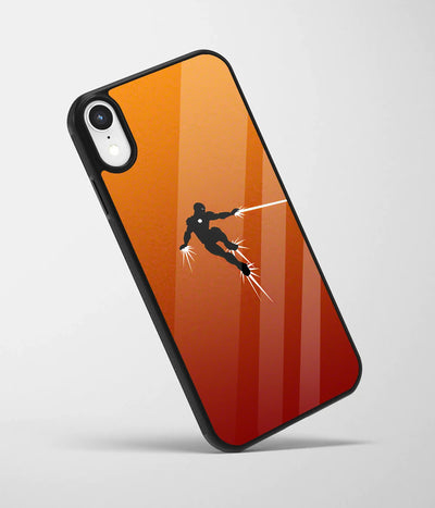 An angled view of a glass phone case featuring a vibrant design.
