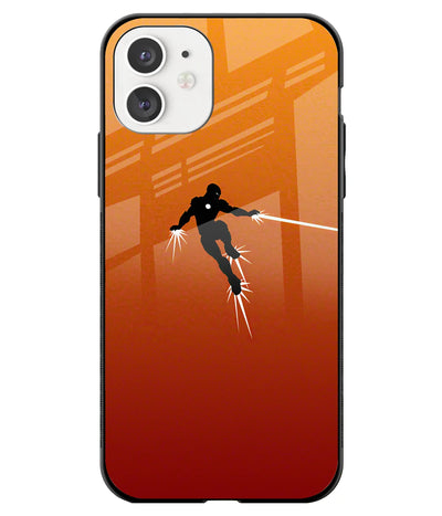 A front-on view of a glass phone case with a colorful design.