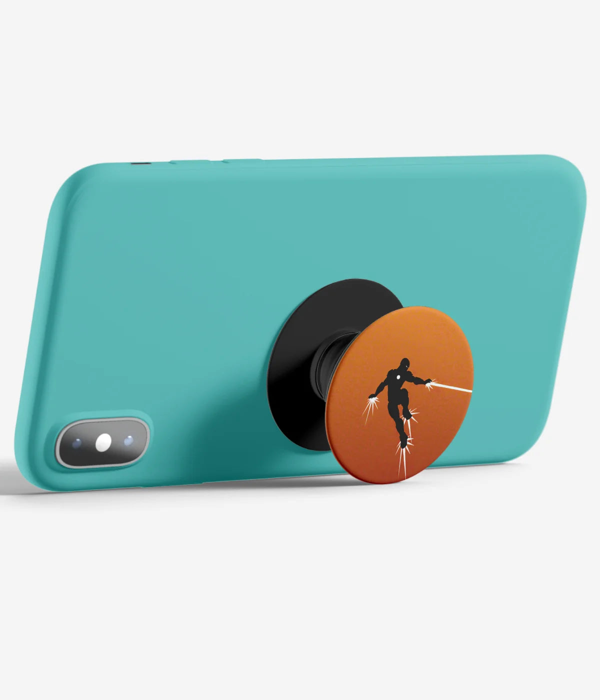 An image demonstrating how to use the phone grip as a stand to hold a mobile phone in landscape mode for hands-free viewing