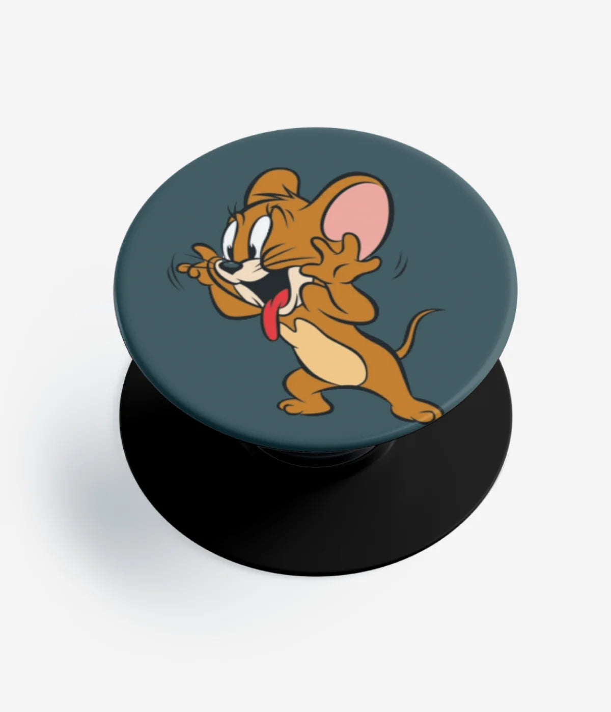 A top-down view of a phone grip holder on a clean white background