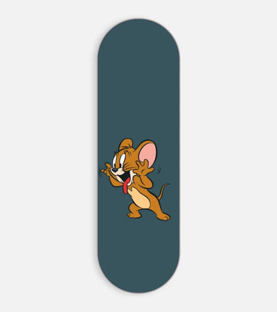 Mobile phone grip slider with a colorful design on a white background