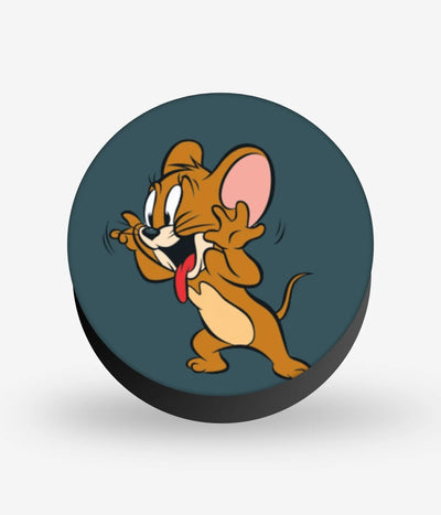 Mobile phone grip with a colorful design on a white background