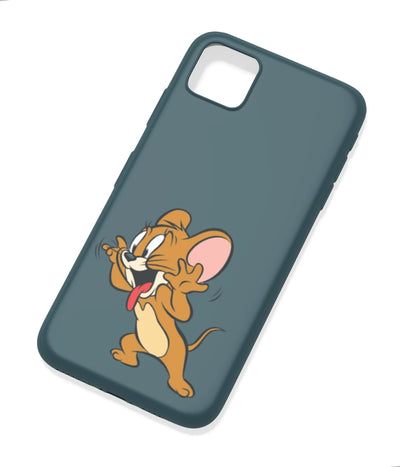 An angled view of a soft silicone case featuring a colorful design.