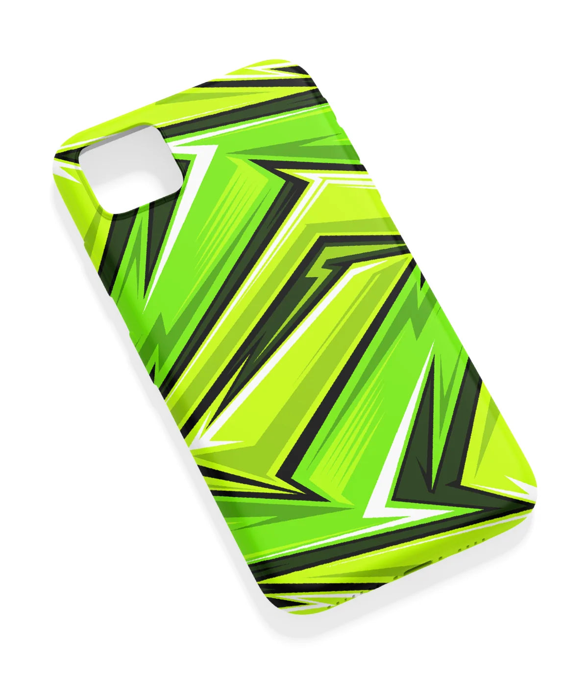 An angled view of a soft silicone case featuring a vibrant design.
