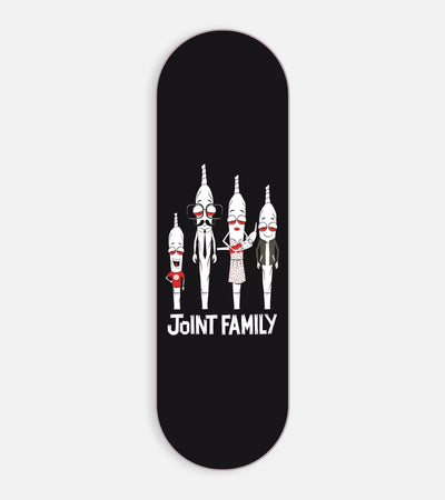 Mobile phone grip slider with a colorful design on a white background