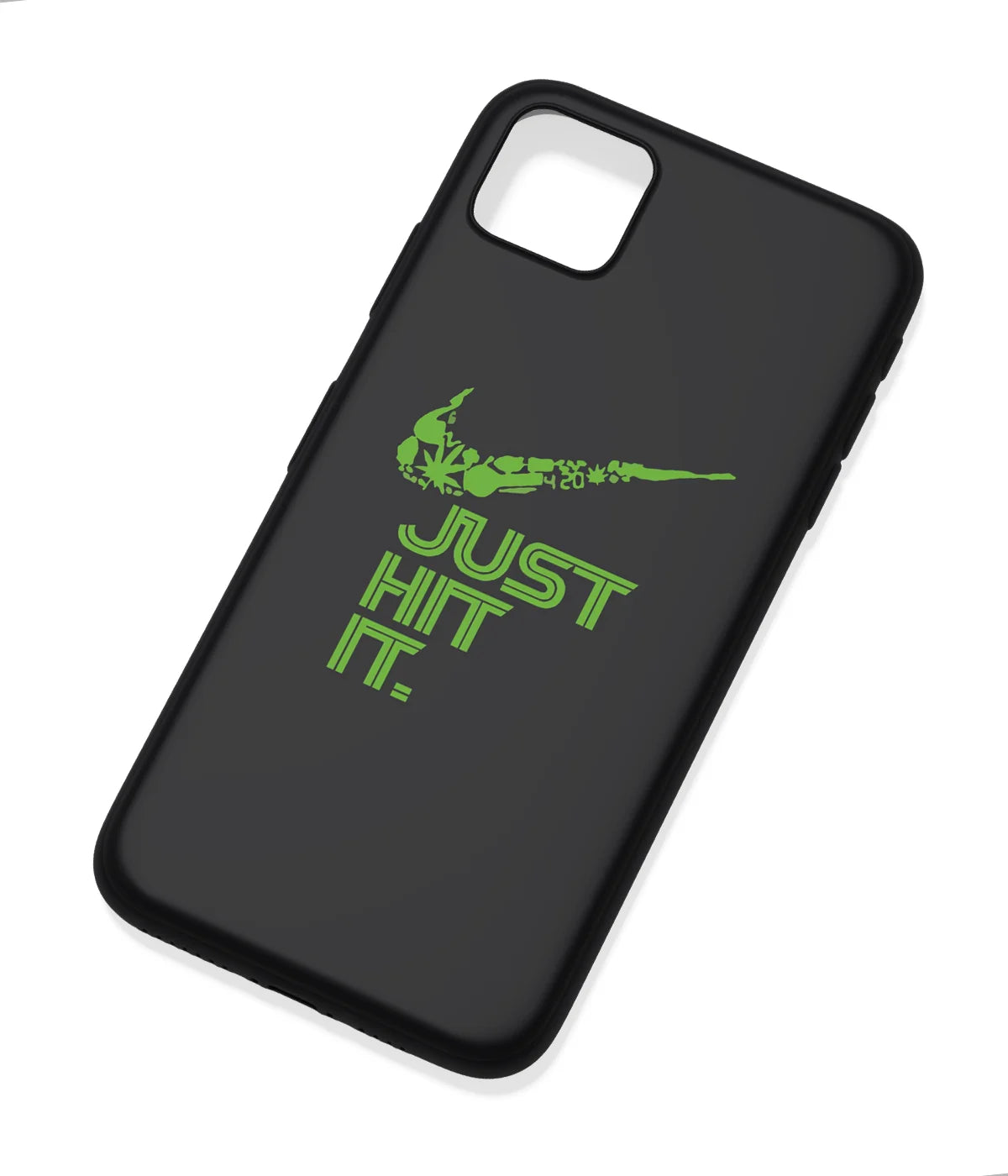 An angled view of a soft silicone case featuring a colorful design.