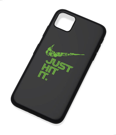 An angled view of a soft silicone case featuring a colorful design.