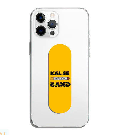 A phone grip slider applied to the back of a smartphone.