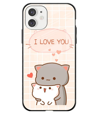A front-on view of a glass phone case with a colorful design.