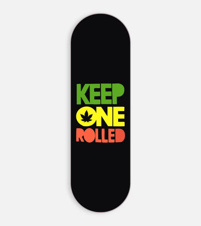 Mobile phone grip slider with a colorful design on a white background