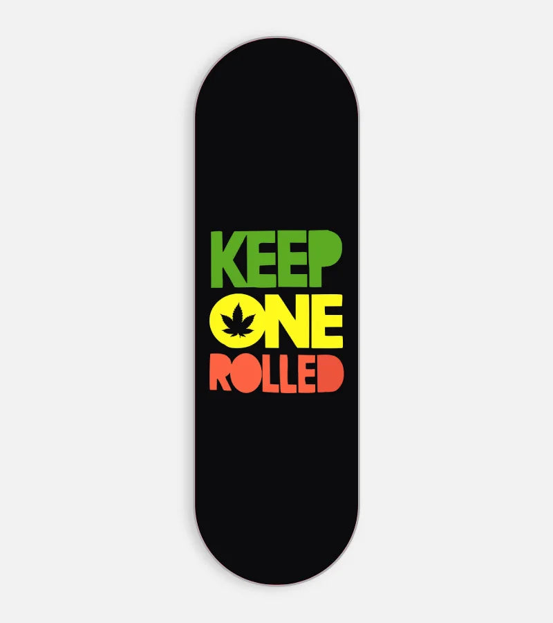 Mobile phone grip slider with a colorful design on a white background