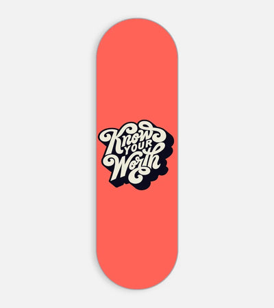 Mobile phone grip slider with a colorful design on a white background