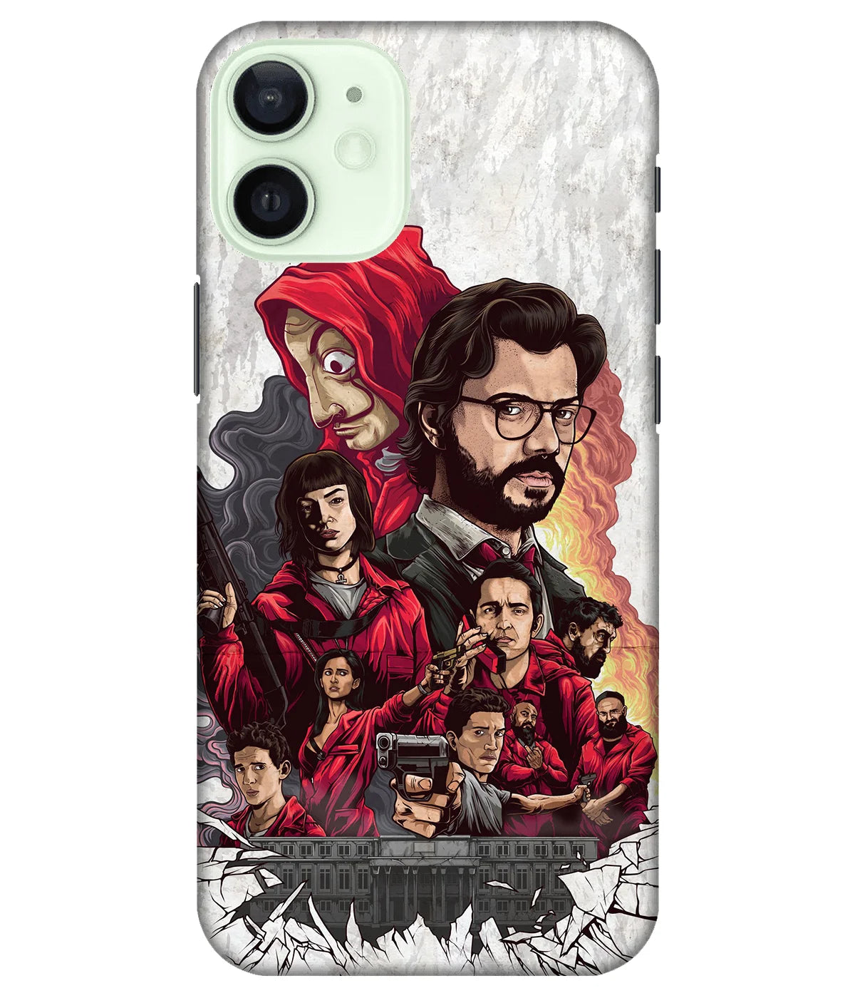 A product shot of a slim hard case with a colorful design.