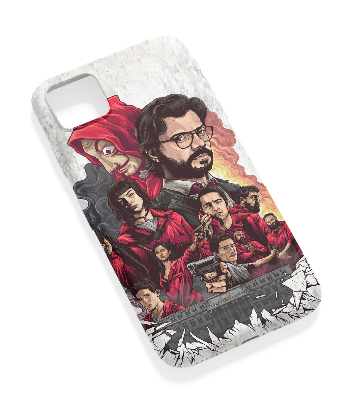 An angled view of a soft silicone case featuring a vibrant design.