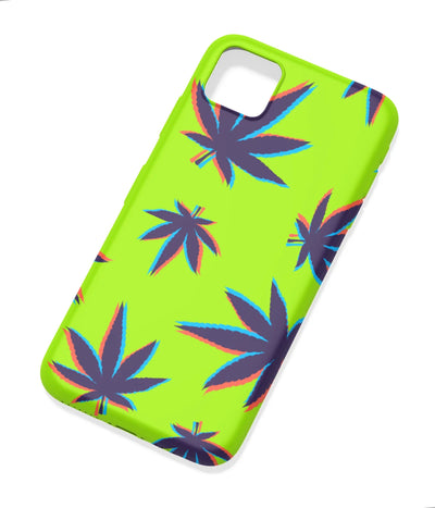 An angled view of a soft silicone case featuring a colorful design.