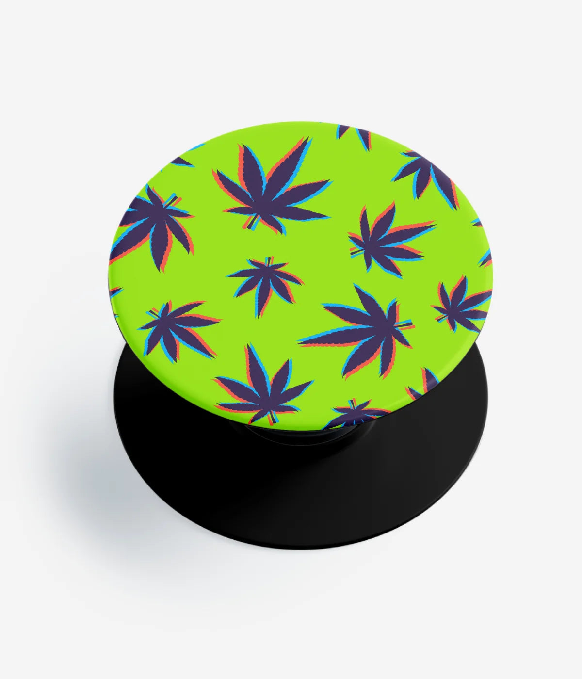 A top-down view of a phone grip holder on a clean white background