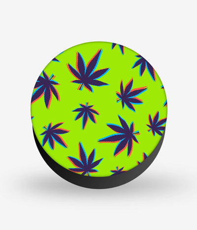 Mobile phone grip with a colorful design on a white background