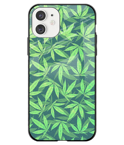 A front-on view of a glass phone case with a colorful design.