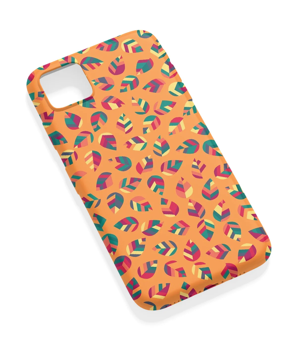An angled view of a soft silicone case featuring a vibrant design.