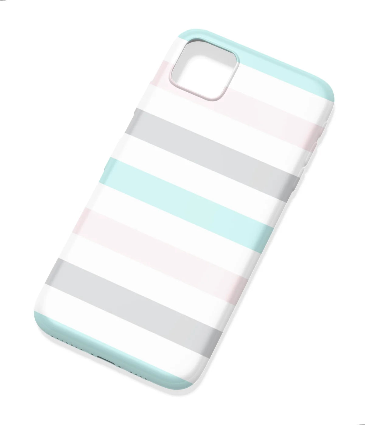 An angled view of a soft silicone case featuring a colorful design.