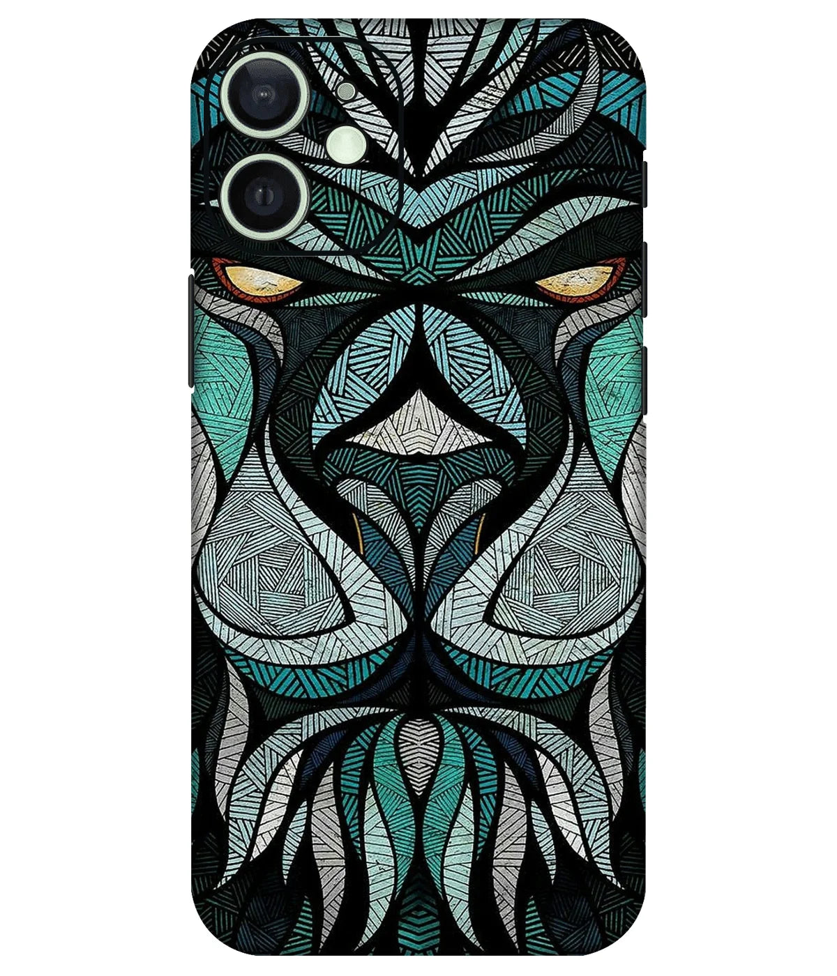 Image of a phone case featuring a mobile skin with a graphic design.