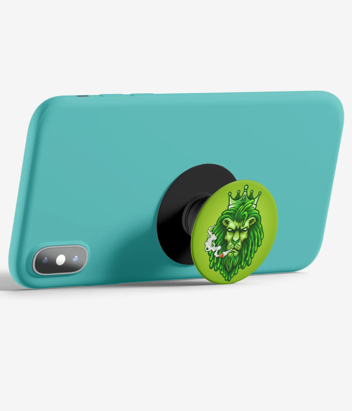 An image demonstrating how to use the phone grip as a stand to hold a mobile phone in landscape mode for hands-free viewing