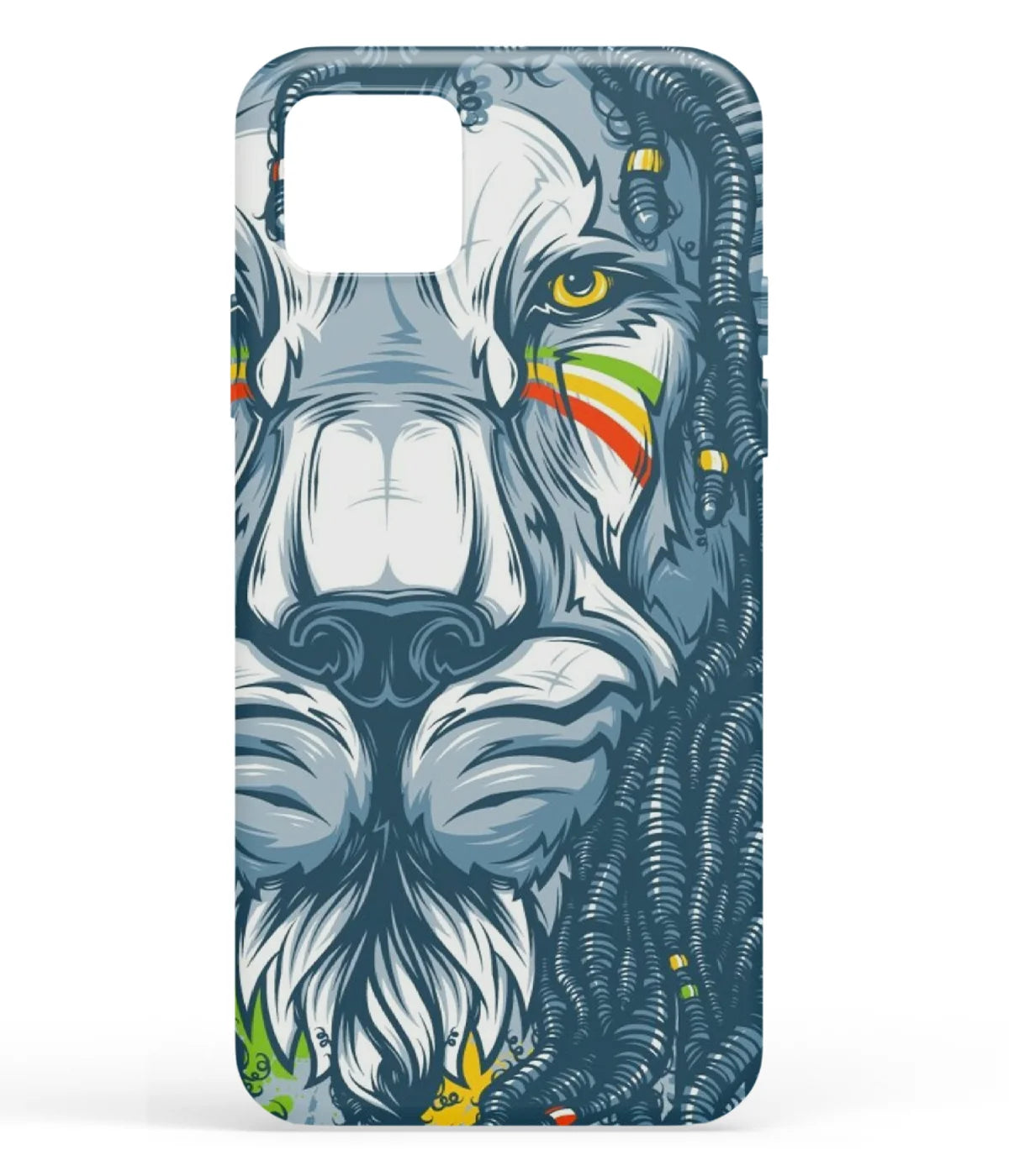 A front-on view of soft silicone phone case with a colorful design.