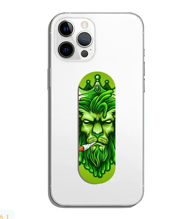 A phone grip slider applied to the back of a smartphone.
