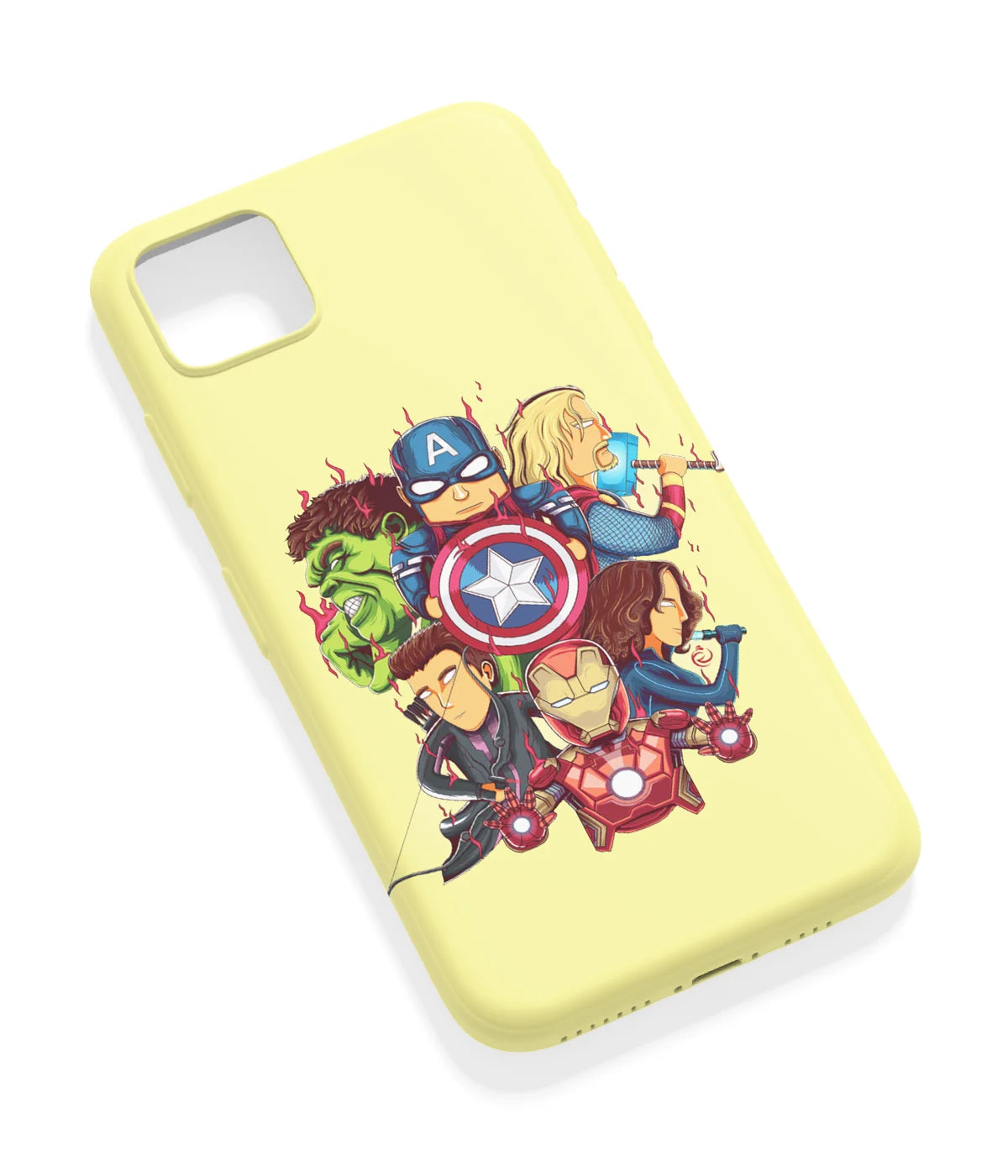 An angled view of a soft silicone case featuring a vibrant design.