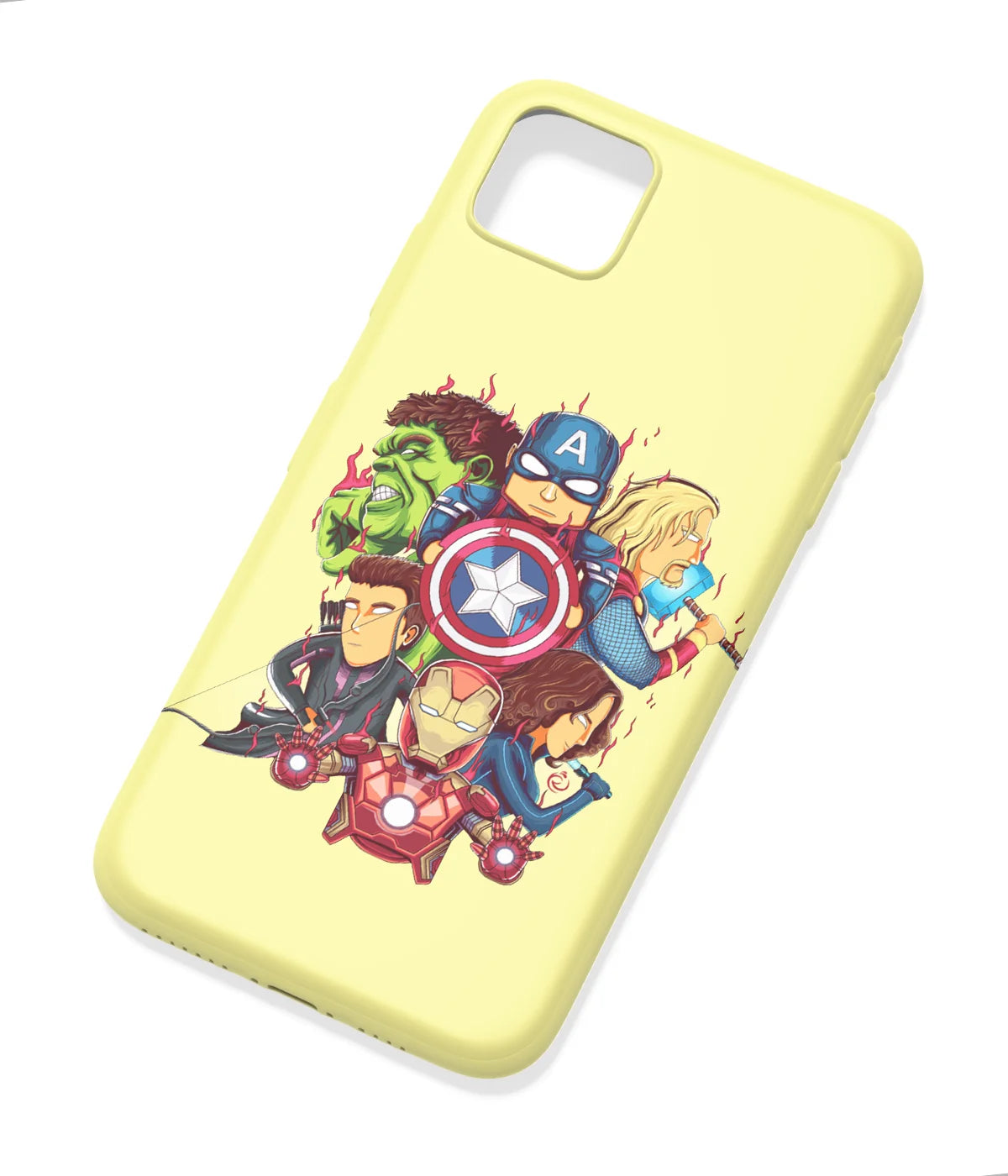 An angled view of a soft silicone case featuring a colorful design.