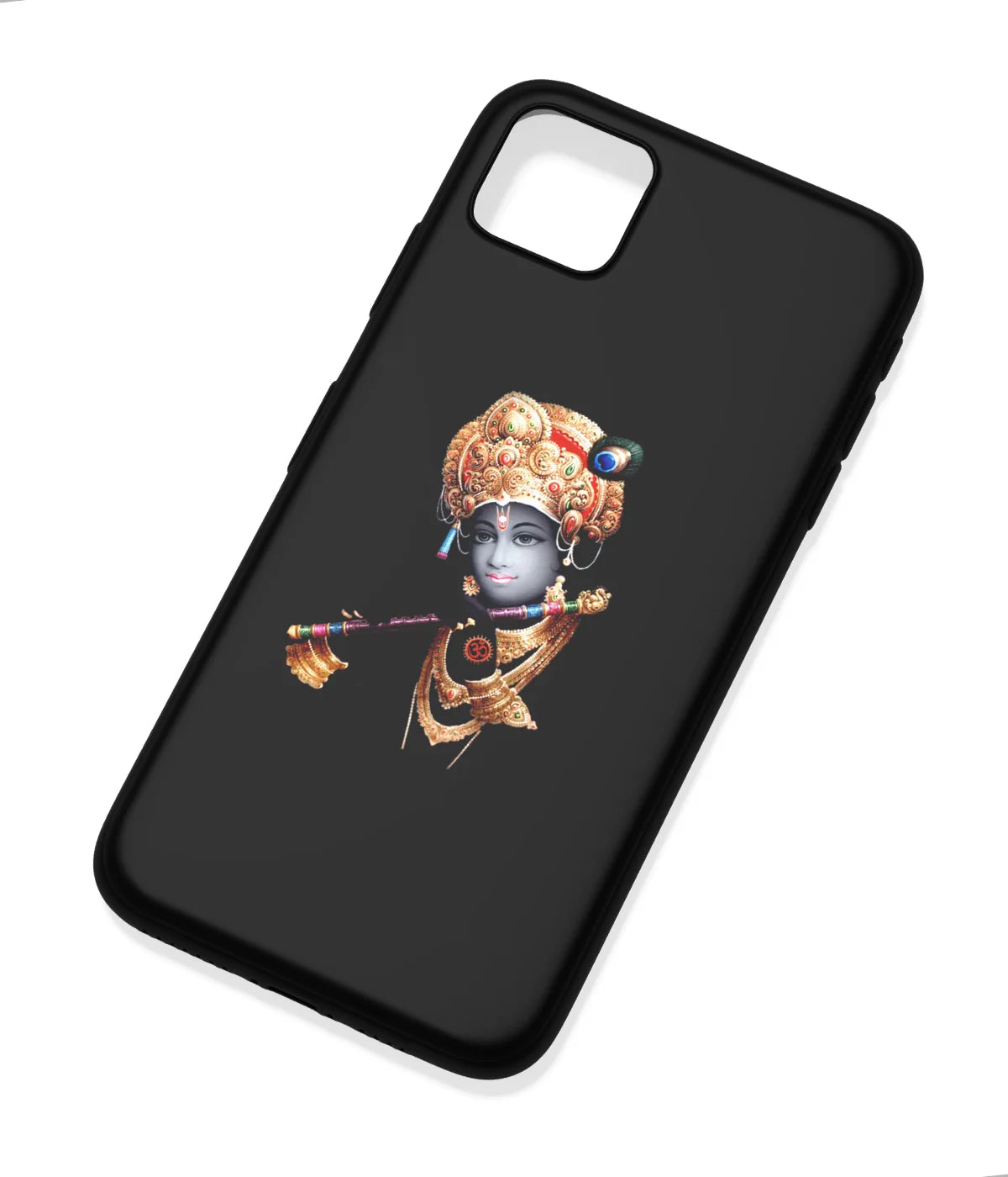 An angled view of a soft silicone case featuring a colorful design.