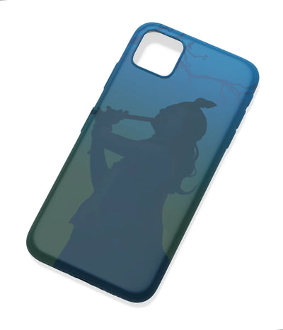 An angled view of a soft silicone case featuring a colorful design.