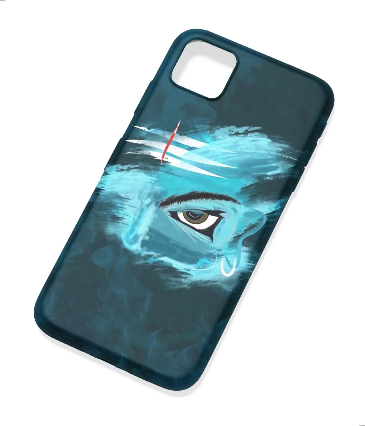 An angled view of a soft silicone case featuring a colorful design.