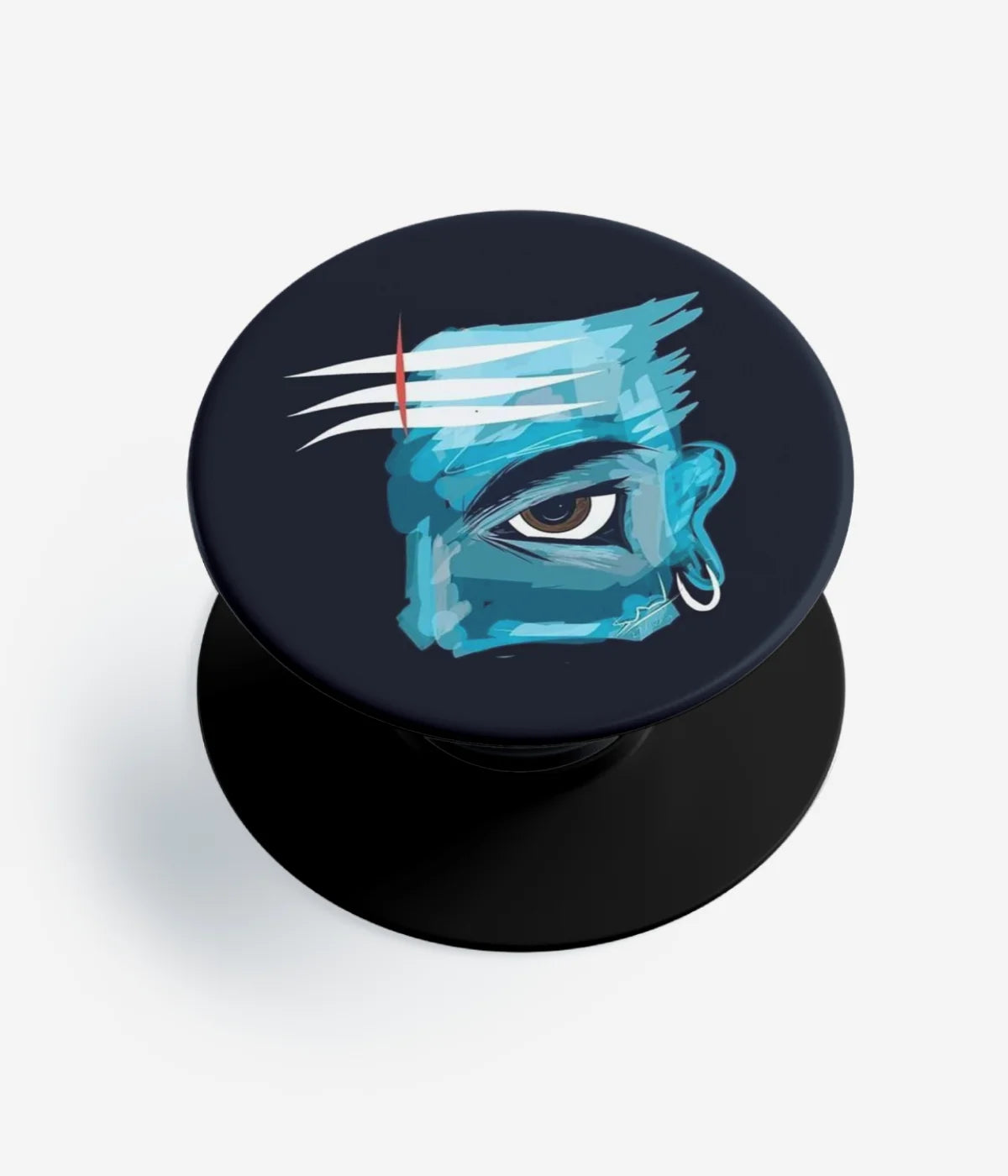 A top-down view of a phone grip holder on a clean white background