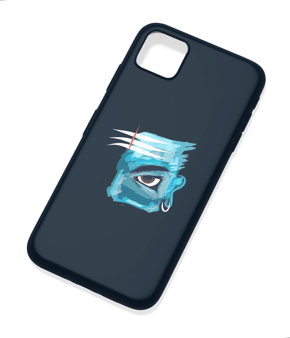 An angled view of a soft silicone case featuring a colorful design.