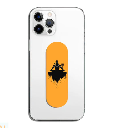 A phone grip slider applied to the back of a smartphone.