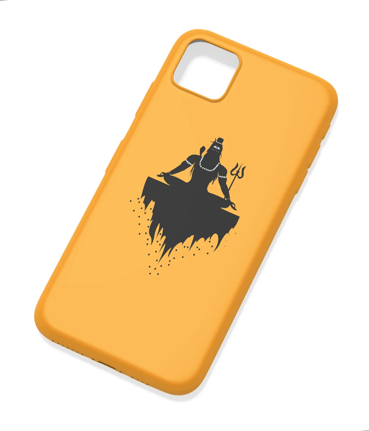An angled view of a soft silicone case featuring a colorful design.