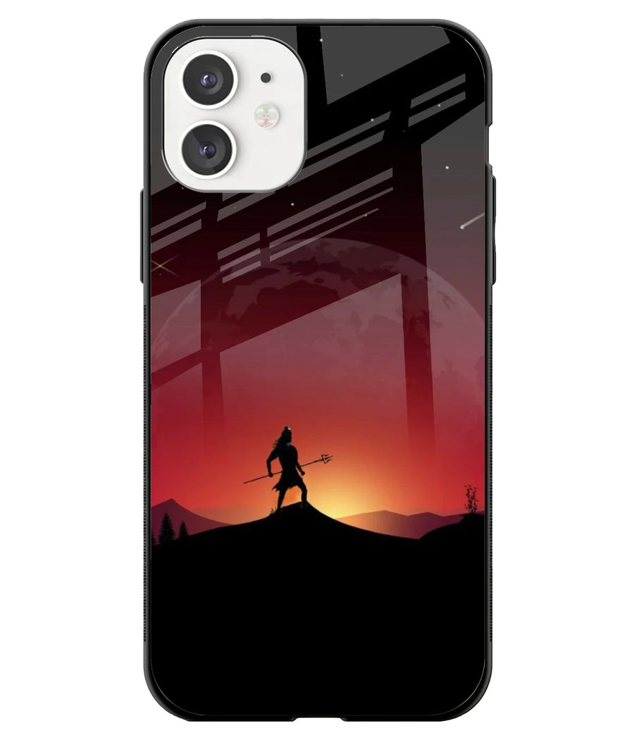 Lord Shiva Silhouette Art Glass Case