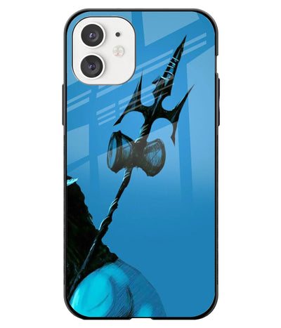 A front-on view of a glass phone case with a colorful design.