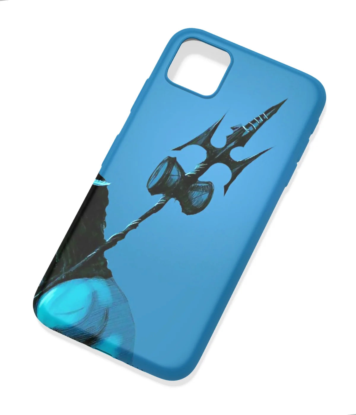 An angled view of a soft silicone case featuring a colorful design.