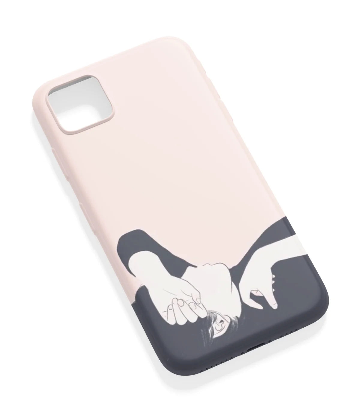 An angled view of a soft silicone case featuring a vibrant design.