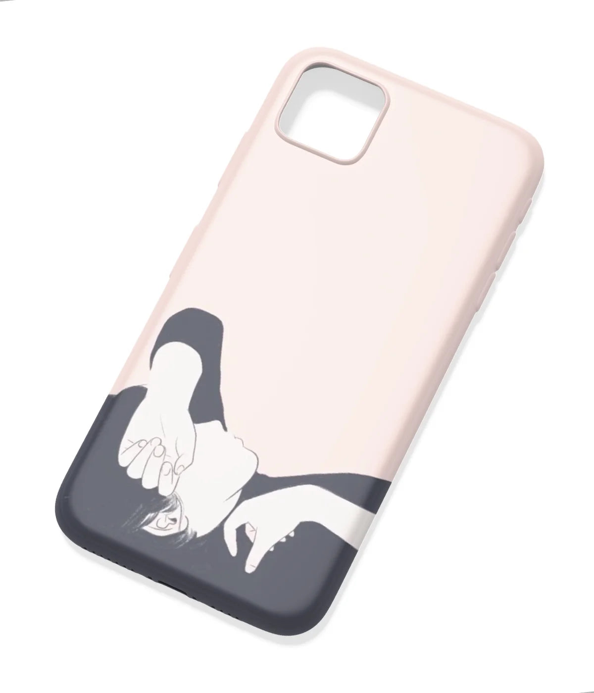 An angled view of a soft silicone case featuring a colorful design.