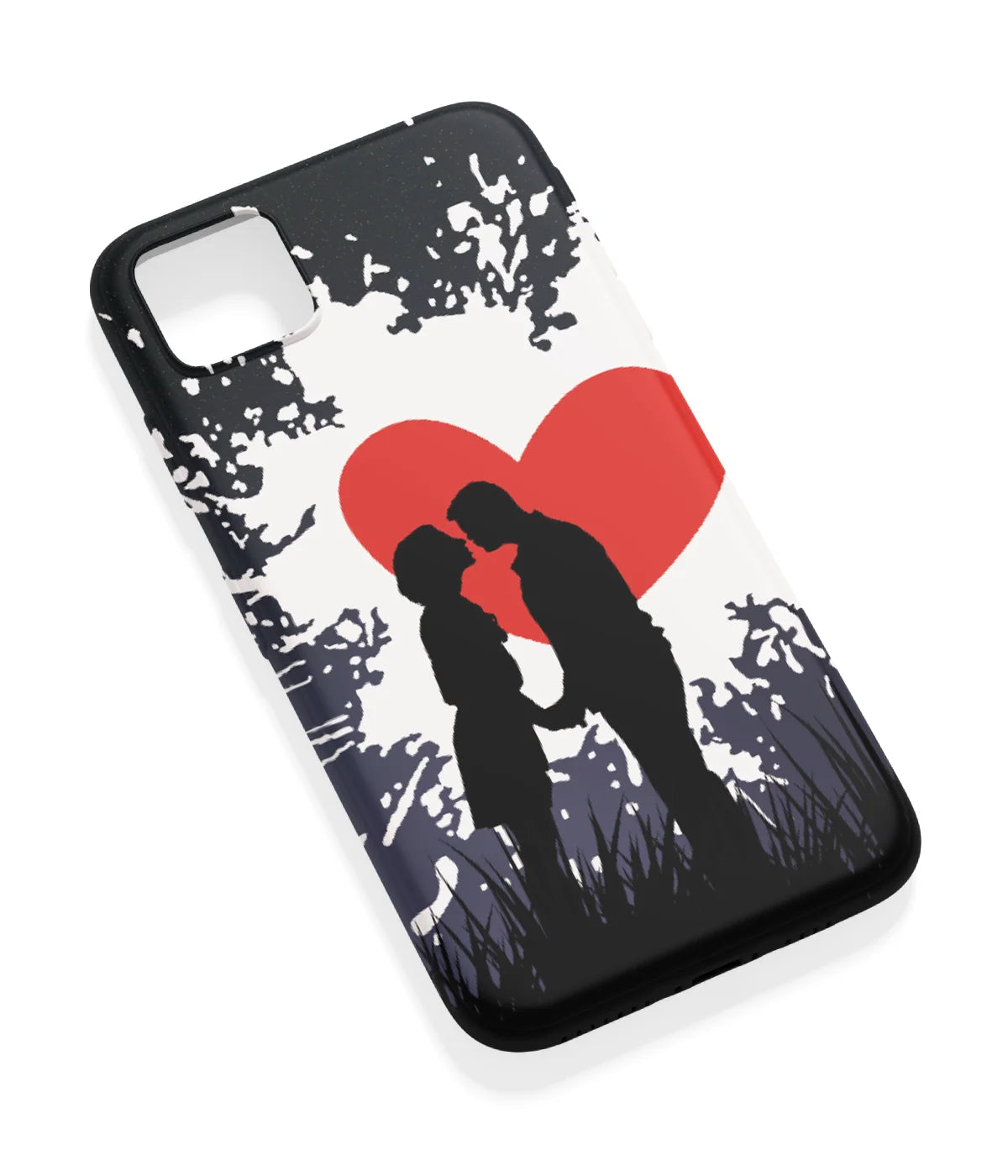 An angled view of a soft silicone case featuring a vibrant design.