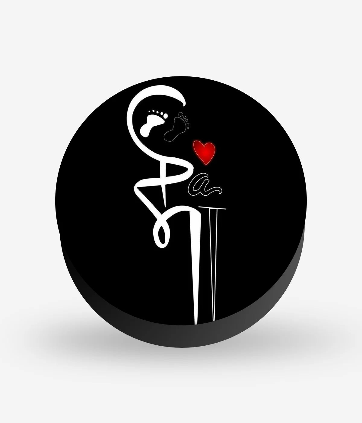 Mobile phone grip with a colorful design on a white background