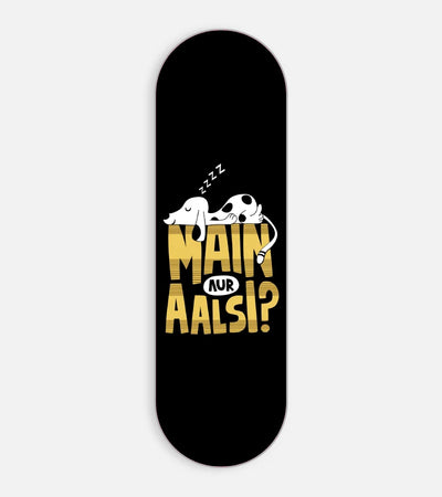 Mobile phone grip slider with a colorful design on a white background