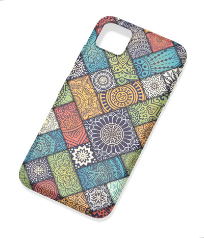 An angled view of a soft silicone case featuring a colorful design.
