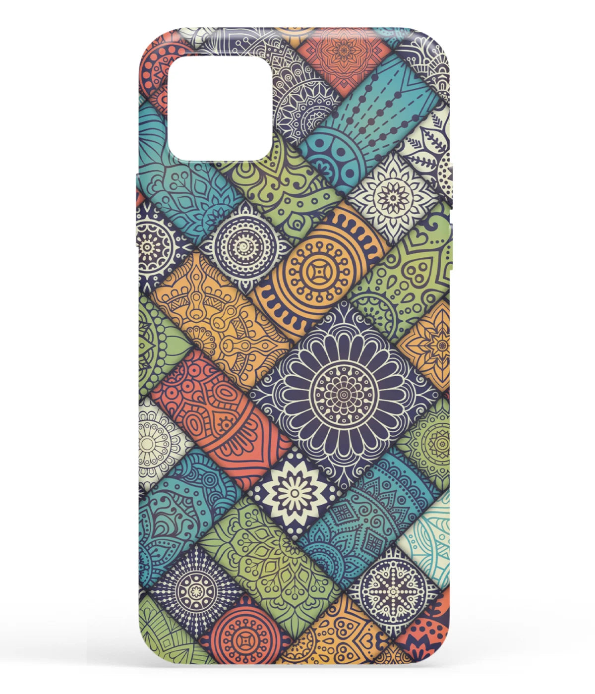 A front-on view of soft silicone phone case with a colorful design.